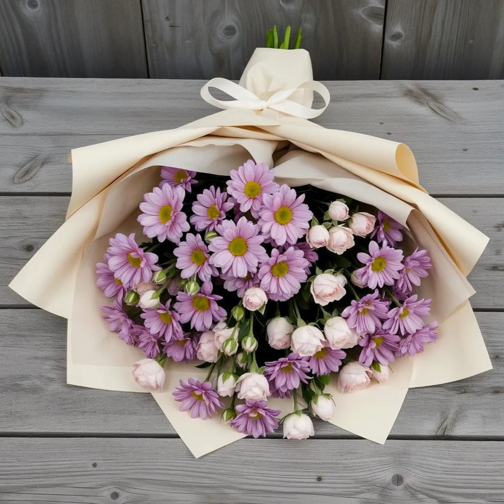 Букет цветов из: Розы и Хризантемы в Нижний Ингаш