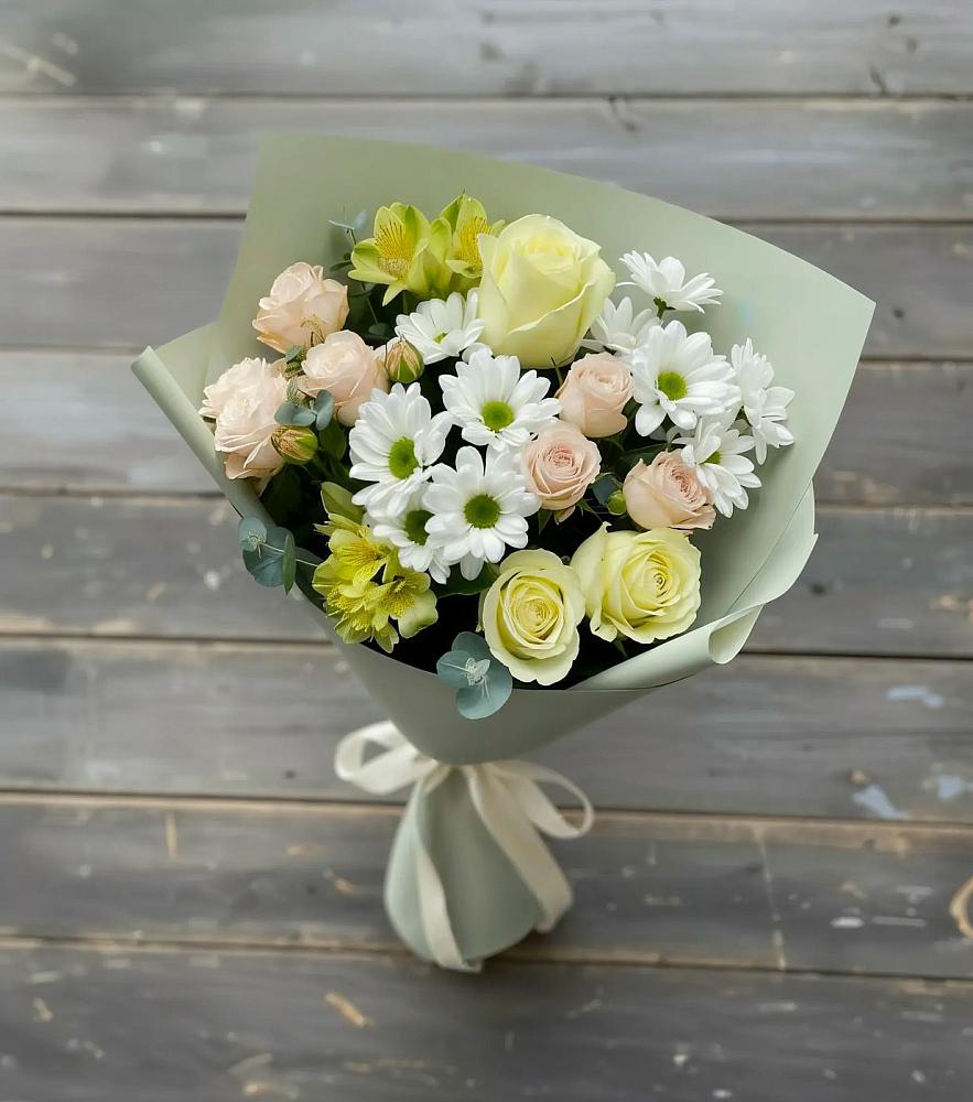 Букет цветов из: Альстромерии, Розы и Хризантемы в Нижний Ингаш