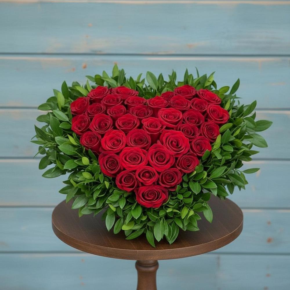 Цветочная композиция из Розы в виде сердца в Нижний Ингаш