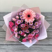 Букет цветов из:  Розы, Герберы и Хризантемы в Нижний Ингаш