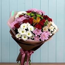 Букет цветов из:  Розы, Хризантемы и Альстромерии #REPLACE_PRED# Нижний Ингаш