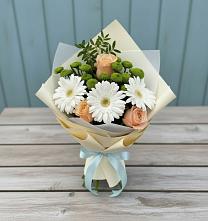 Букет цветов из:  Герберы, Розы и Хризантемы в Нижний Ингаш